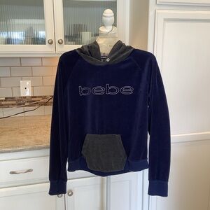 Bebe Blue Velour Pullover Hoodie Size XL